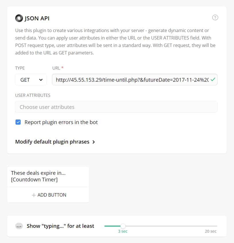 Get User's Current Time in Chatfuel